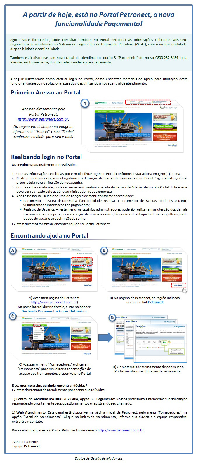 Comunicado - Acesso a Funcionalidade Pagamento Enviado em 26.02.2014